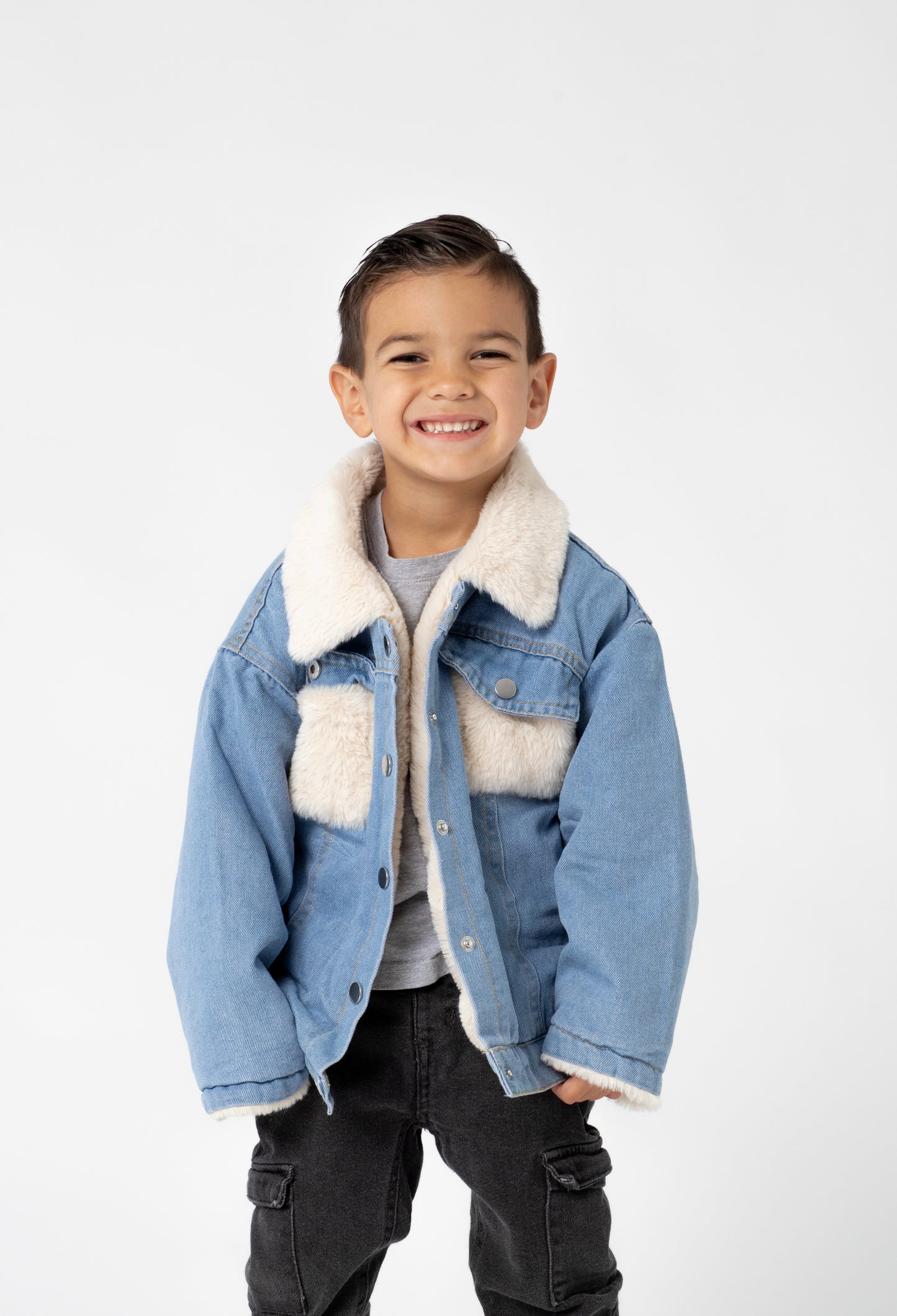 Fur jean jacket with 6 weight inserts